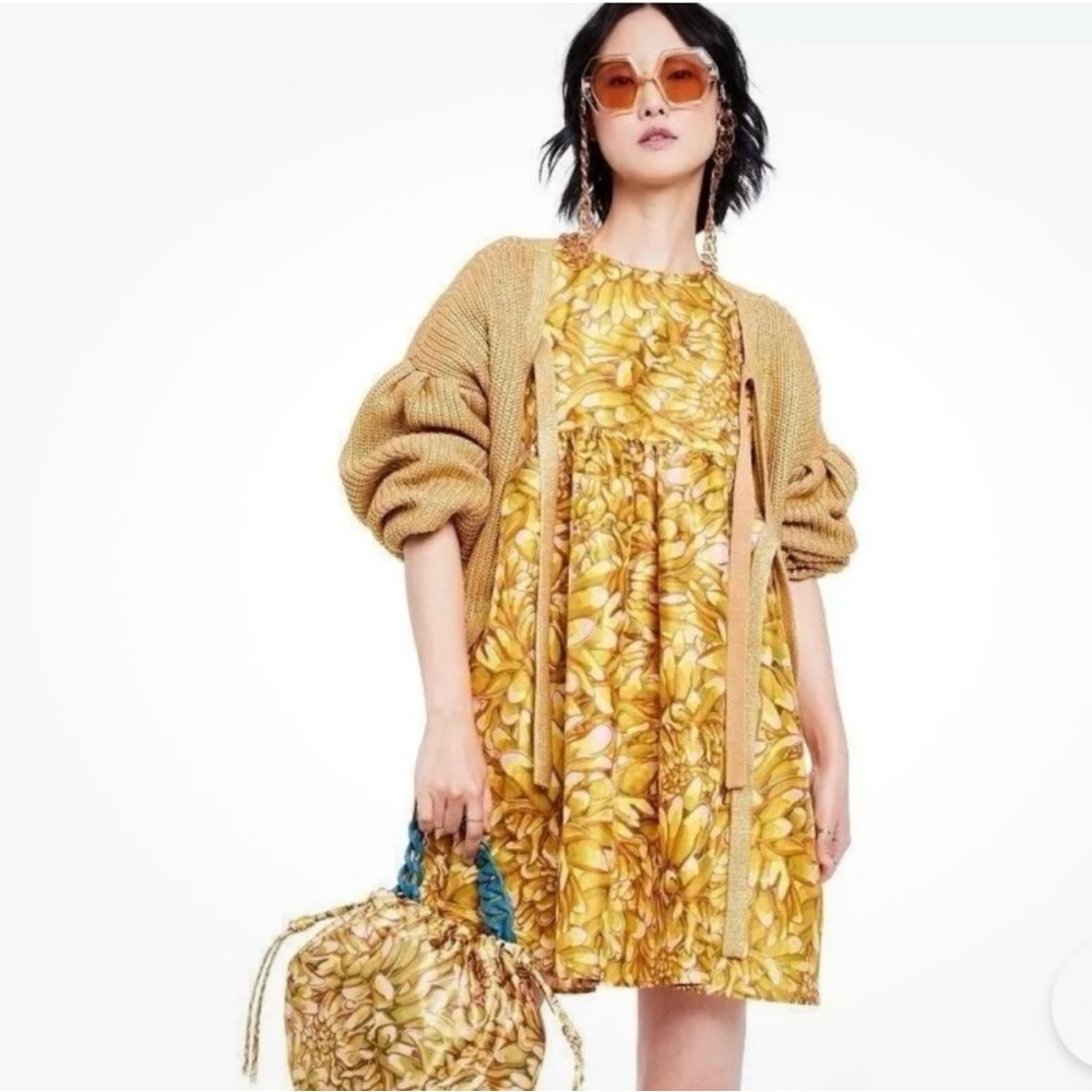 Kika Vargas Yellow Gold Mini Dress Dize - Picture 2 of 7